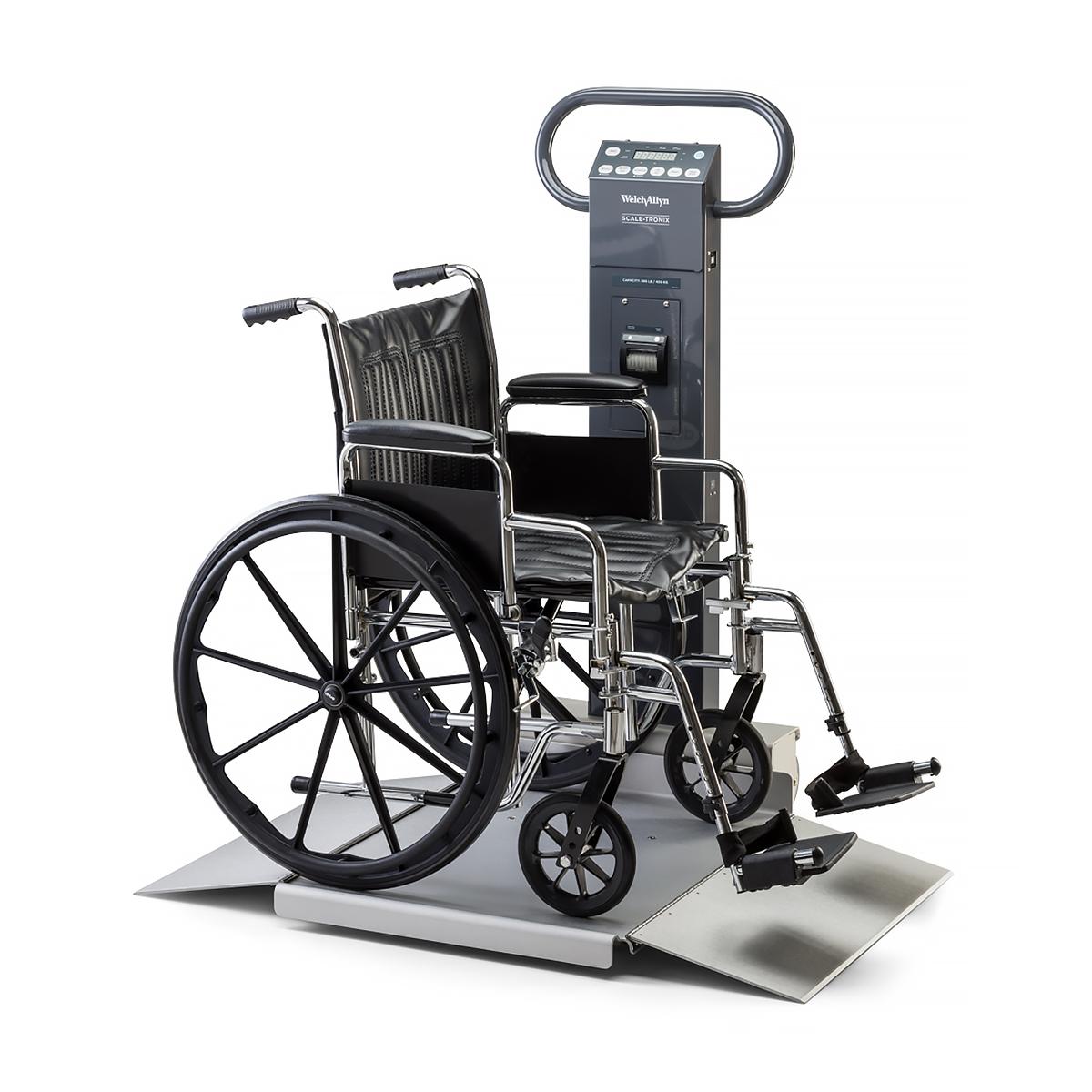 Scale-Tronix Oversized Wheelchair Scale. 28"W x 32"D Platform. Cord Adapter, Printer, lb/kg
