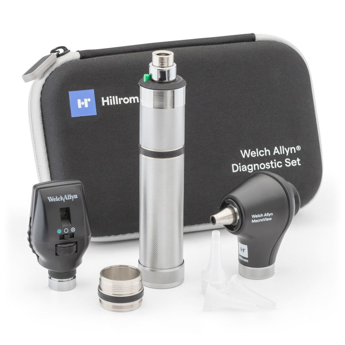 3.5v Diagnostic Set, Coaxial LED Ophthalmoscope, MacroView LED Otoscope, Ni-Cad Rechargeable Handle, Hard Case