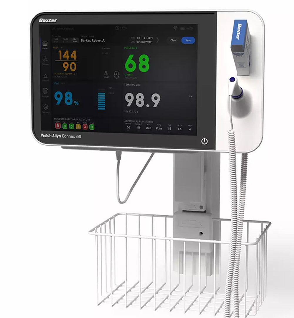 Baxter Connex 360 Vital Signs Monitor w/ Masimo SpO2, WiFi, Wall Mount, Barcode Scanner, 10’ BP Hose