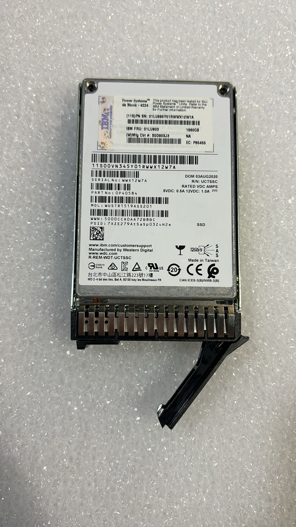 IBM 01LU895 1.86TB Mainstream SAS 4K SFF-3 SSD | Alo Tech Solutions