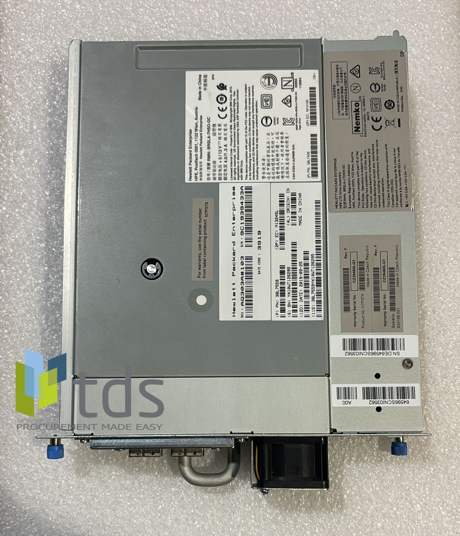 N7P37A 38L7559 38L7426 HPE StoreEver MSL LTO-7 Ultrium 15000 SAS