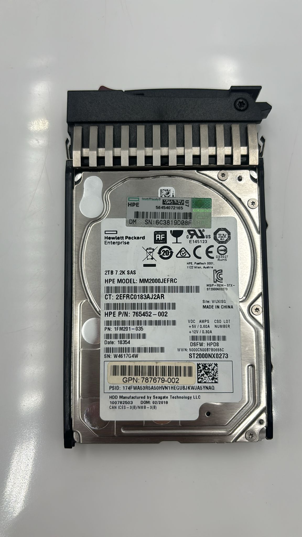 HPE 787653-001 MSA 2TB SAS HDD - Label View | Alo Tech Solutions