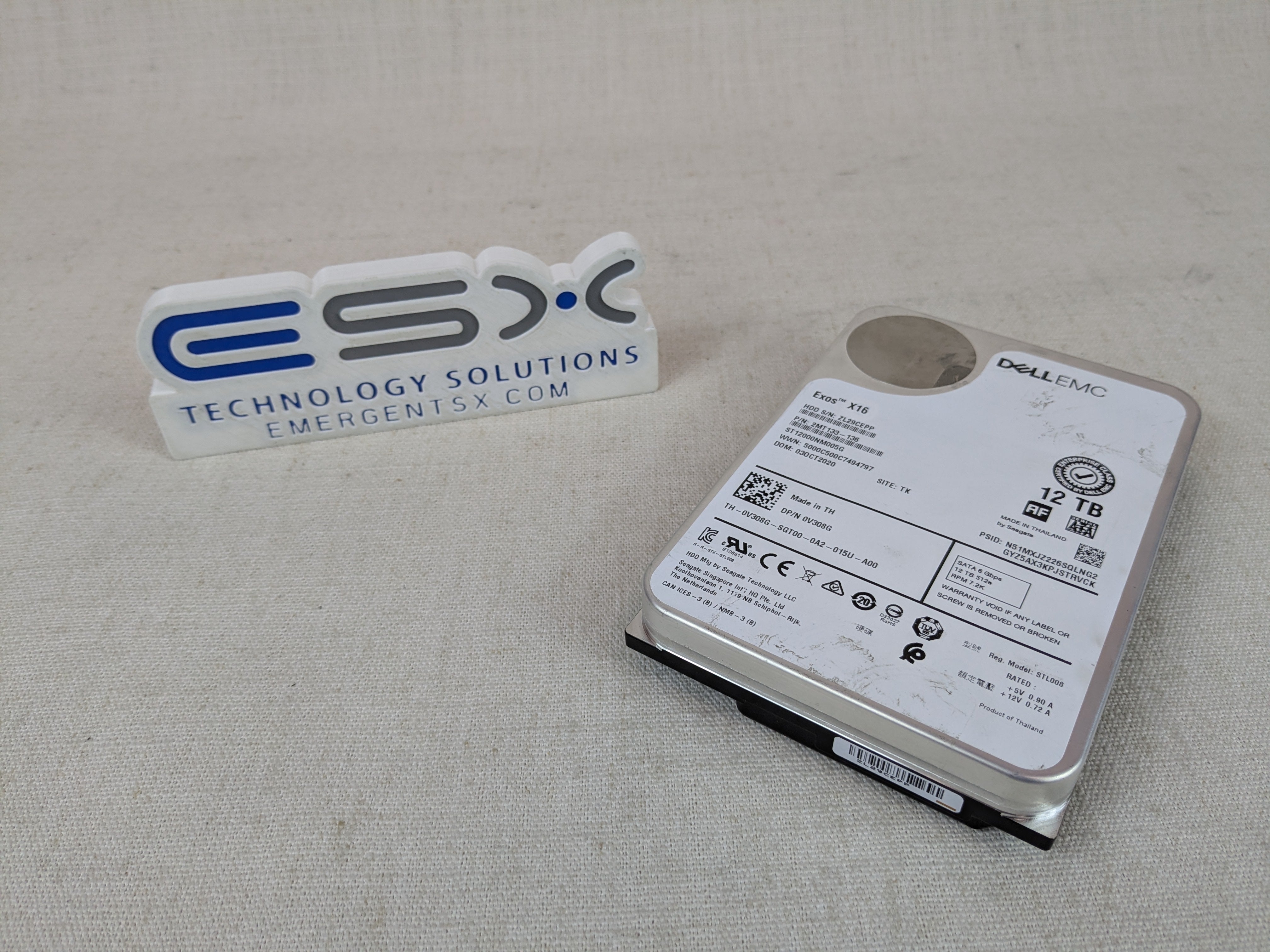 Dell V308G 12TB 7.2k 6Gb/s 512e 3.5" SATA Hard Drive ST12000NM005G No Tray