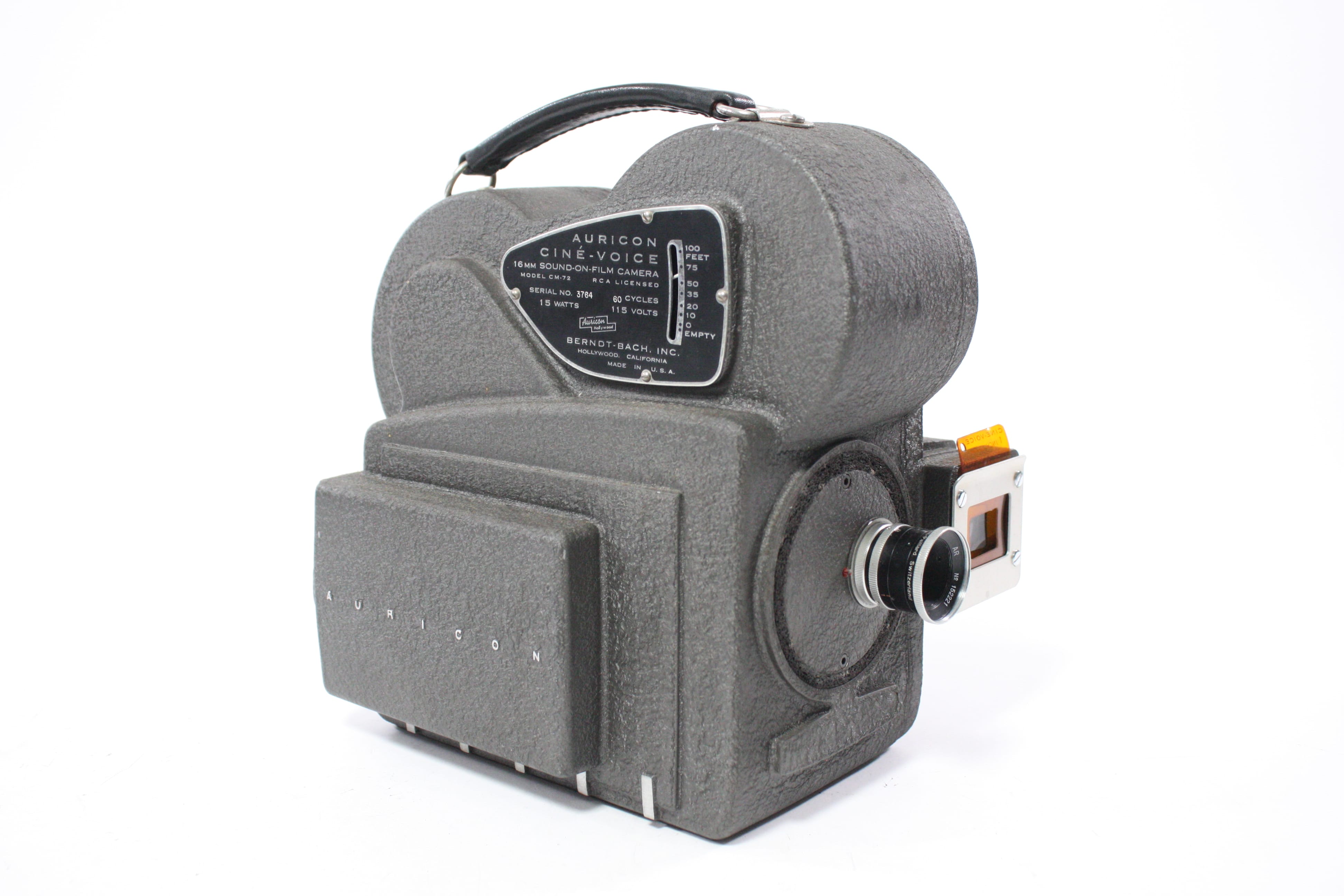Auricon 16mm Sound-On-Film Camera CM-72 with RA30-21093-A7 and E-6 Microphone AS-IS