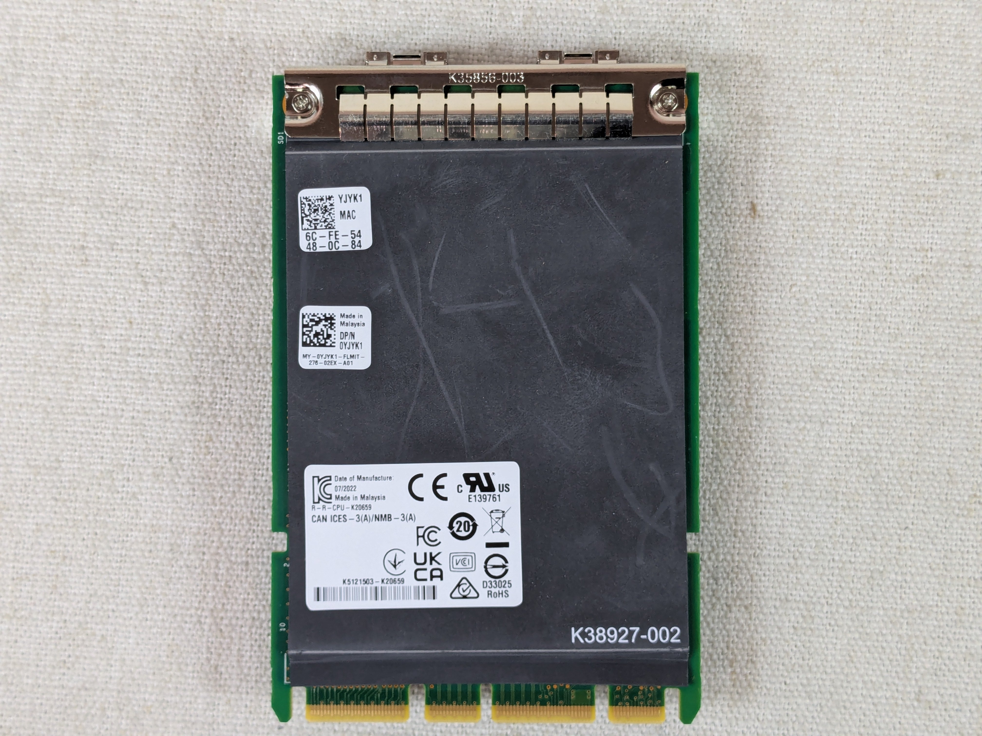 Dell YJYK1 Intel X710 Dual Port 10GB SFP+ OCP 3.0 Network Card R650 R750