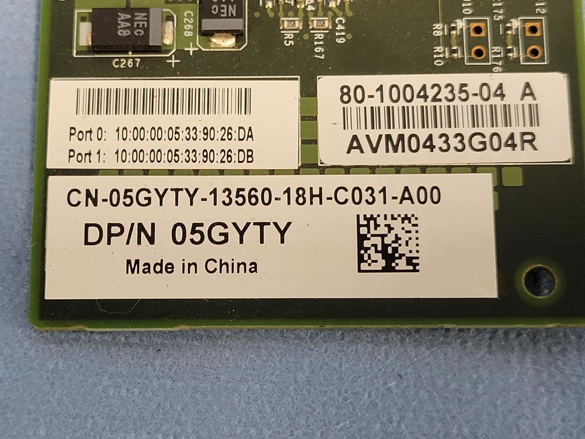 Dell 5GYTY Brocade 825 8Gb/s Dual-Port FC HBA Adapter Full Height w/ SFPs