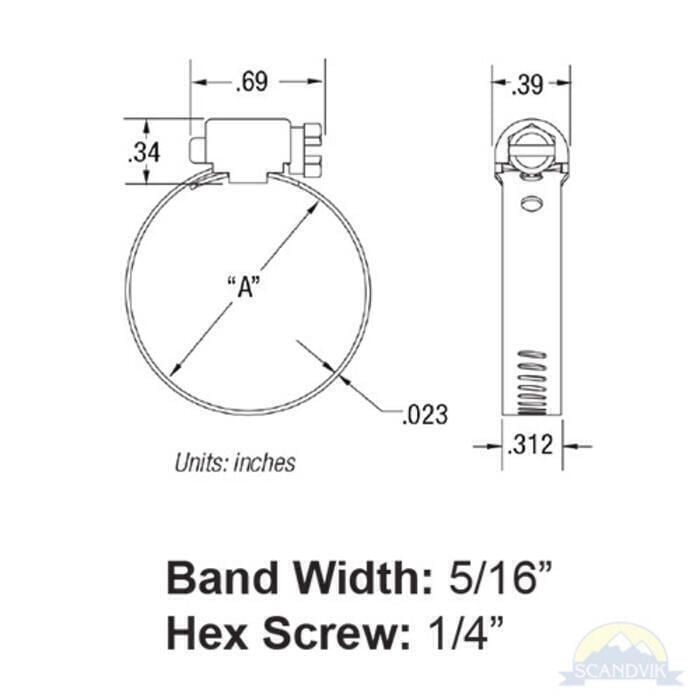 Scandvik 50014 Breeze Mini 316 SS Hose Clamp #16