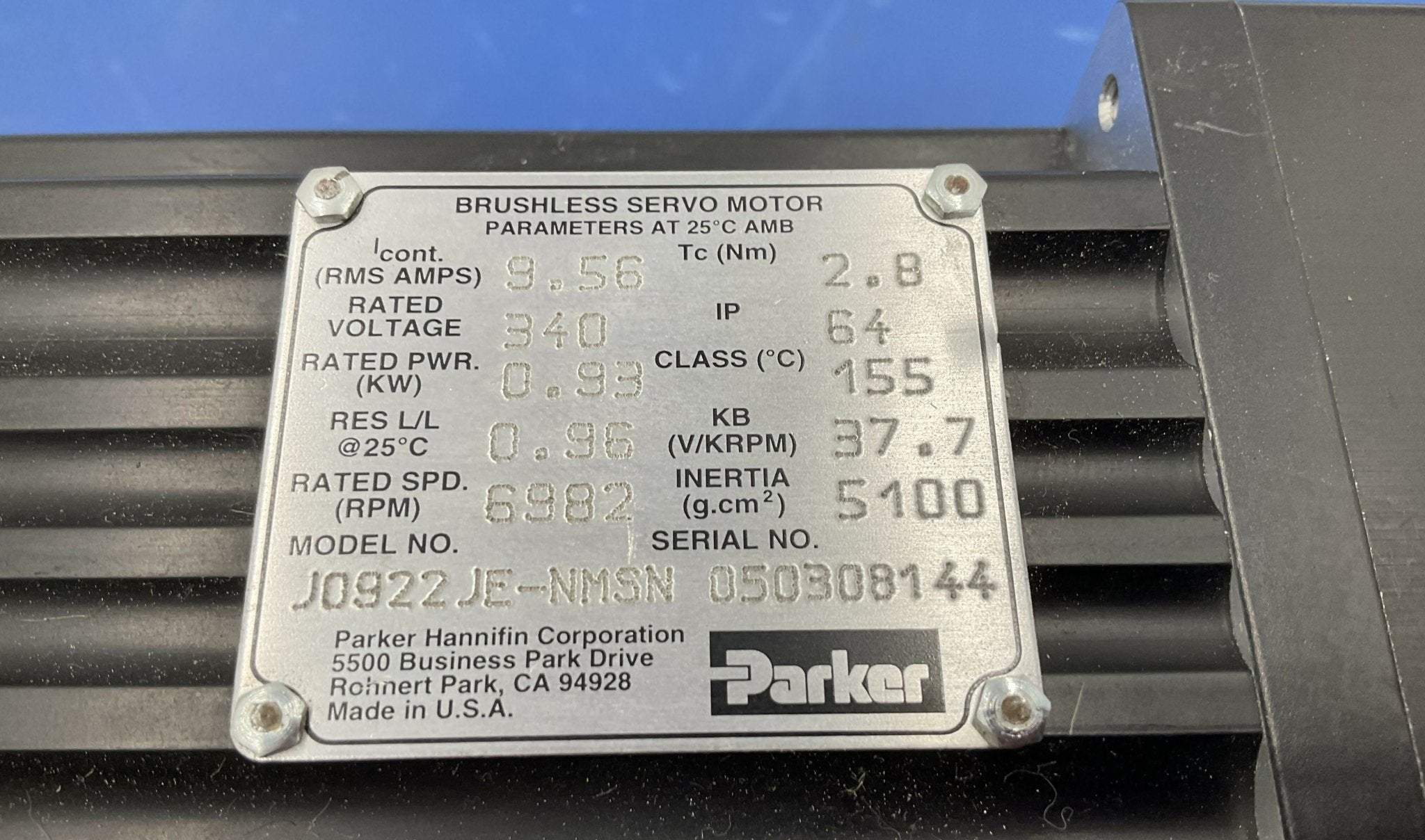 BRUSHLESS SERVO MOTOR (J0922JE-NMSN SIEMENS/PARKER