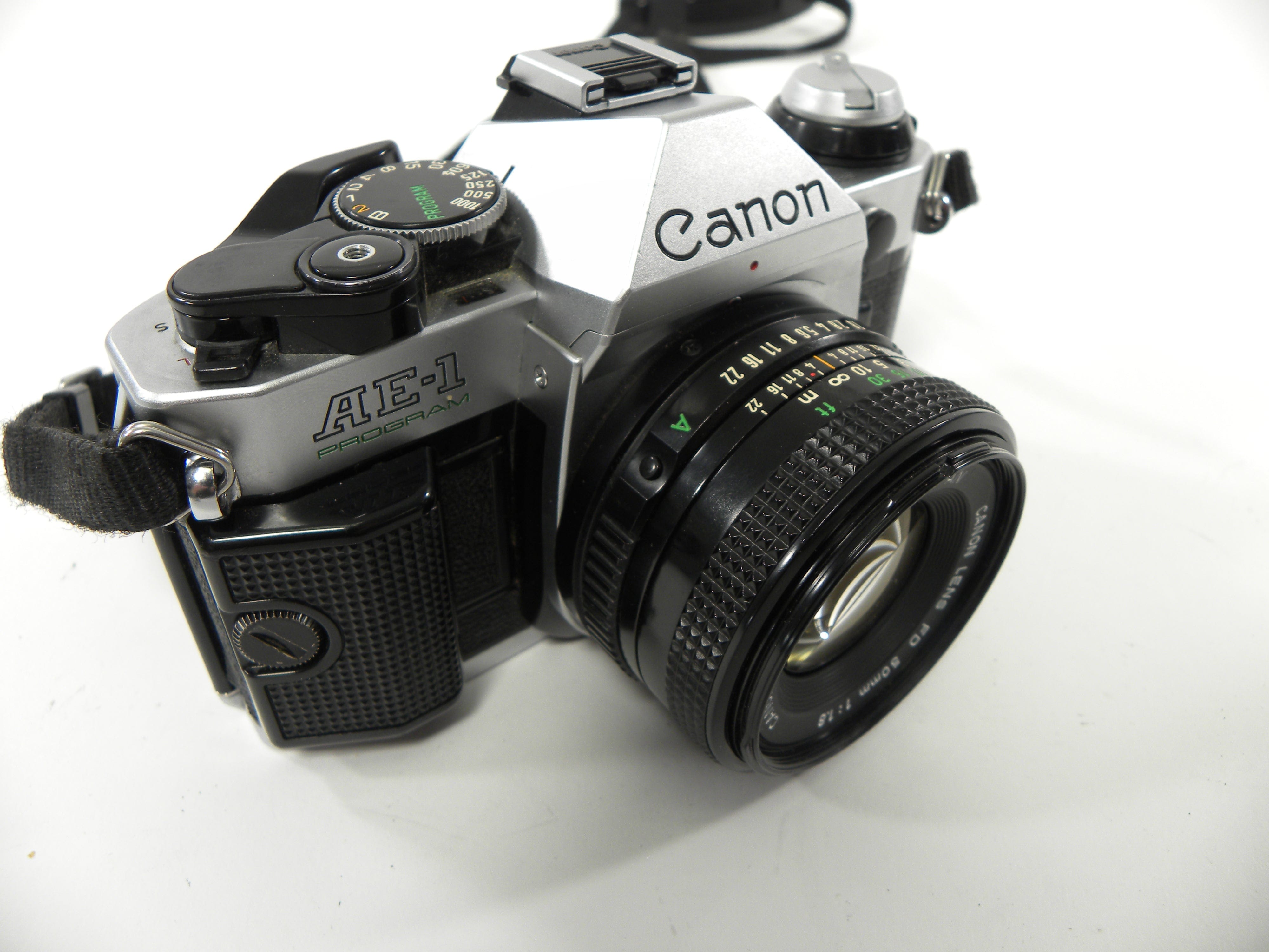Canon AE-1 Program 35mm SLR Camera with a 50mm f/1.8 FD Lens