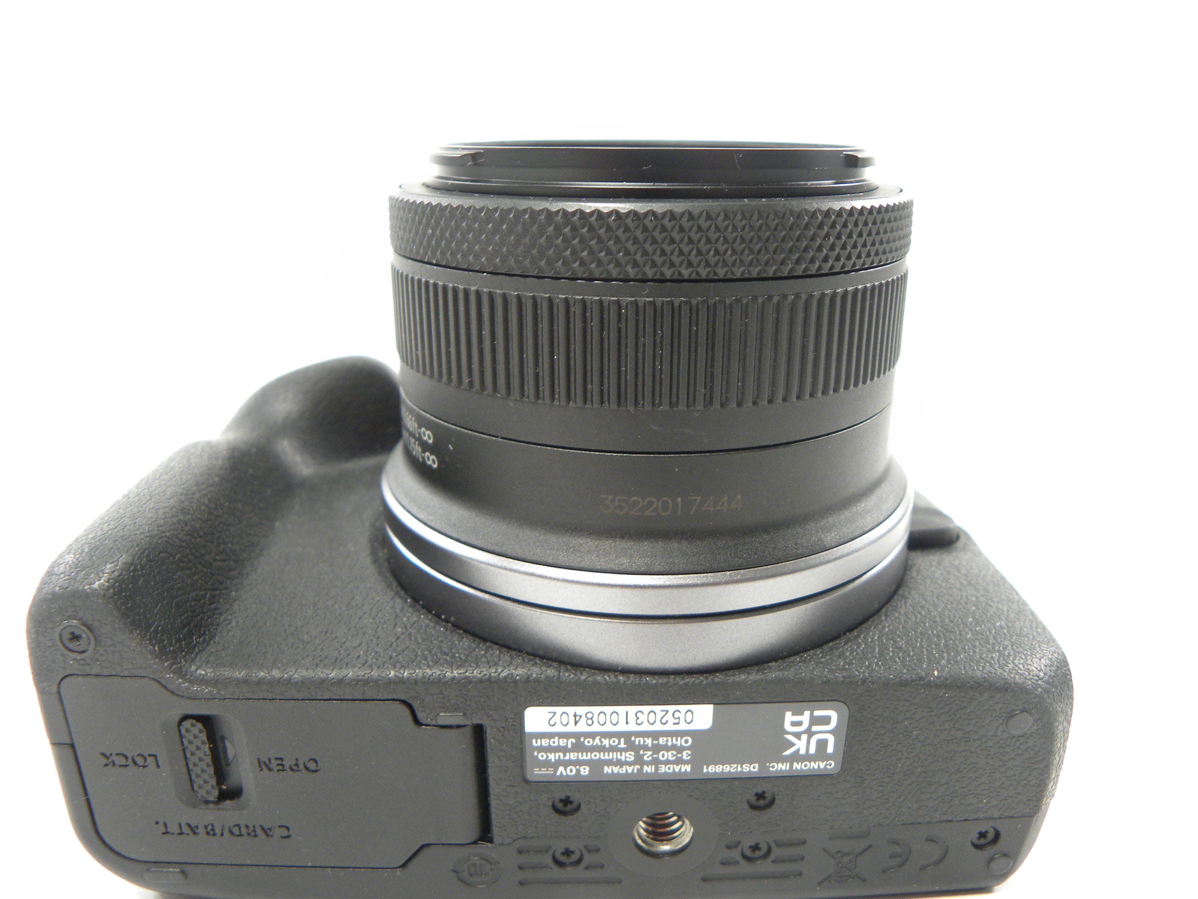 Canon EOS R100 24.1mp Digital Mirrorless w/RF-S 18-45 shutter ct.