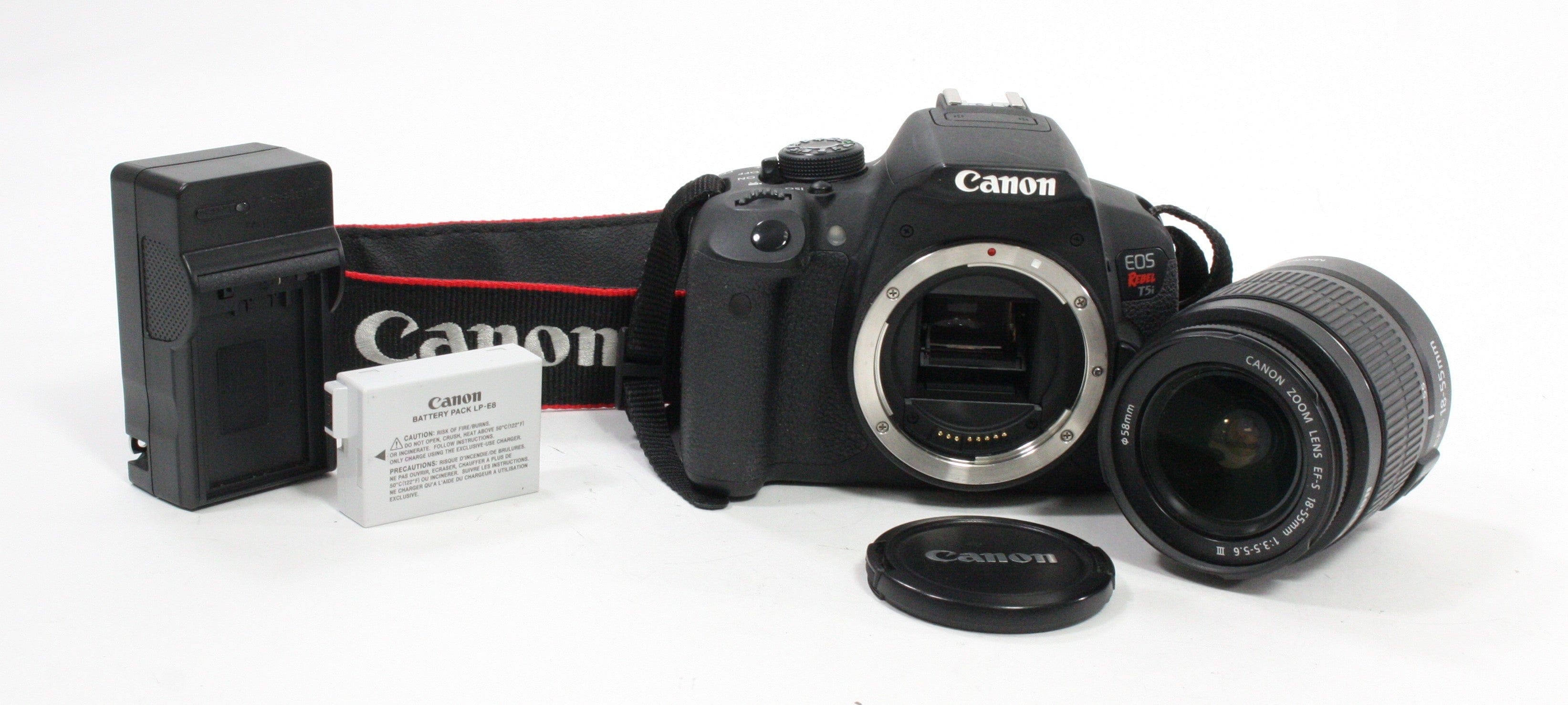 Canon Rebel T5i Digital SLR with 18-55mm f/3.5-5.6 III EF-S Lens Shutter Count 7,128