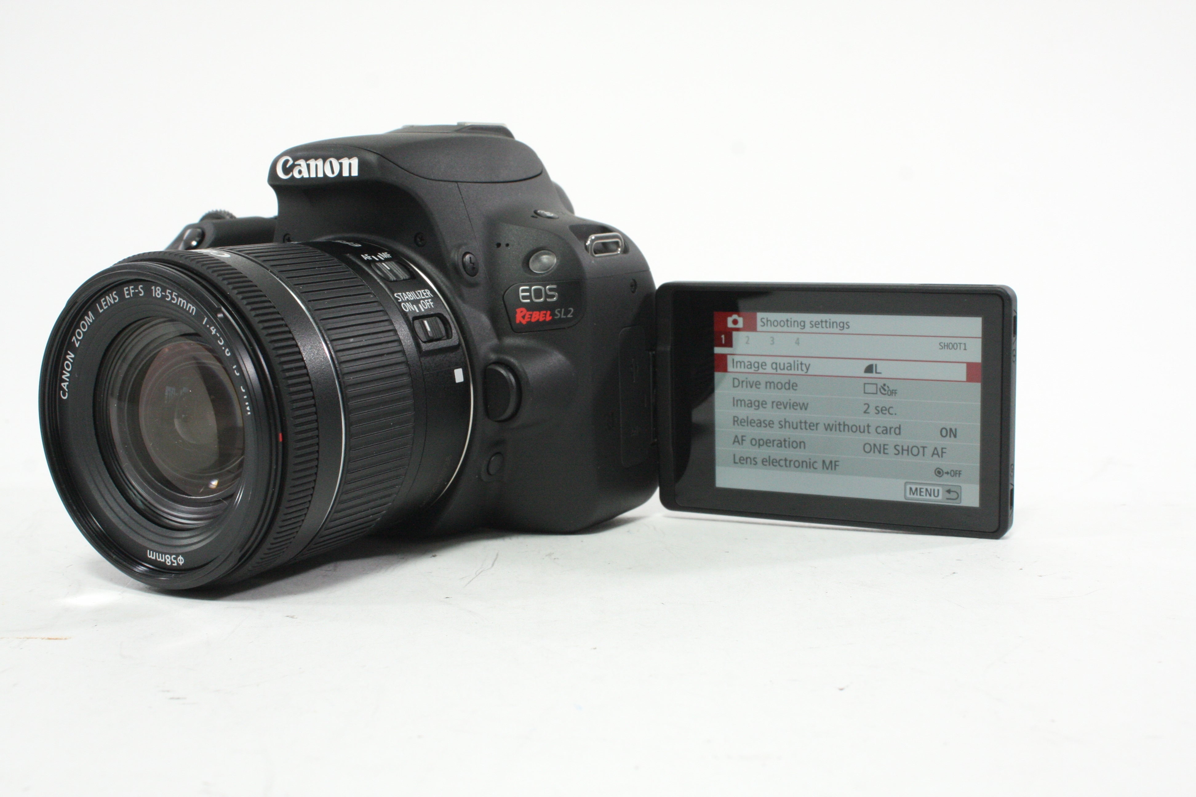 Canon EOS Rebel SL2 DSLR Camera with 18-55mm f/4-5.6 IS STM EF-S EF Mount Lens with a Shutter Count of 608