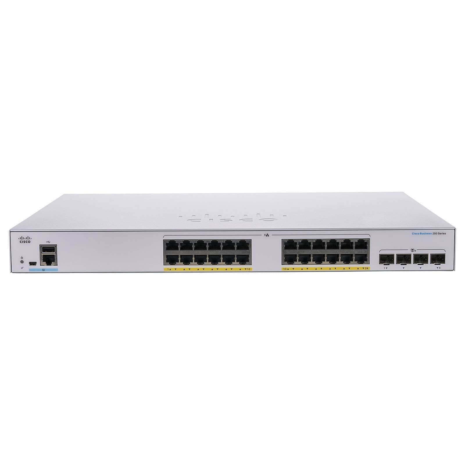 Cisco 24x 10/100/1000 Ethernet PoE+ ports and 195W PoE budget, 4x 1G SFP uplinks Switch - C1000-24P-4G-L Refurbished