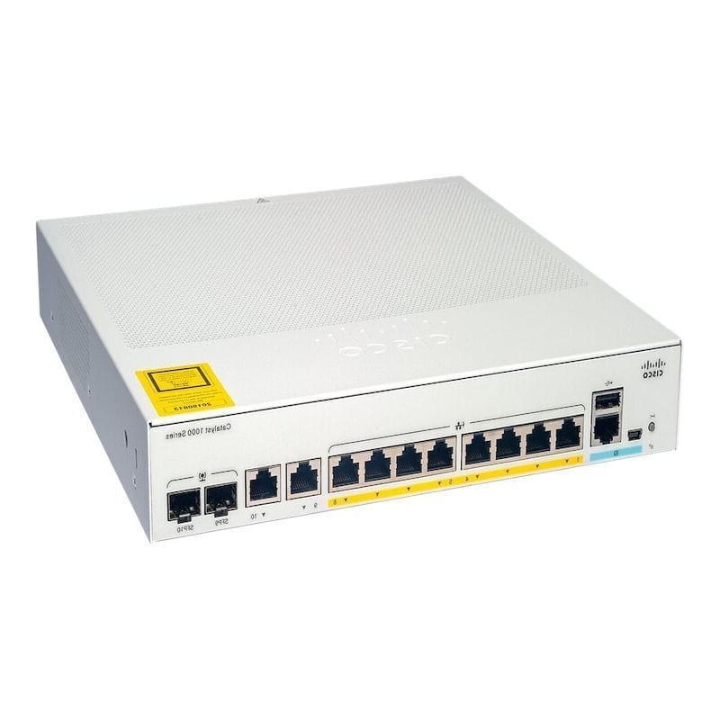 Cisco 8x 10/100/1000 Ethernet PoE+ ports and 67W PoE budget , 2x 1G SFP and RJ-45 combo uplinks Switch - C1000-8P-2G-L New