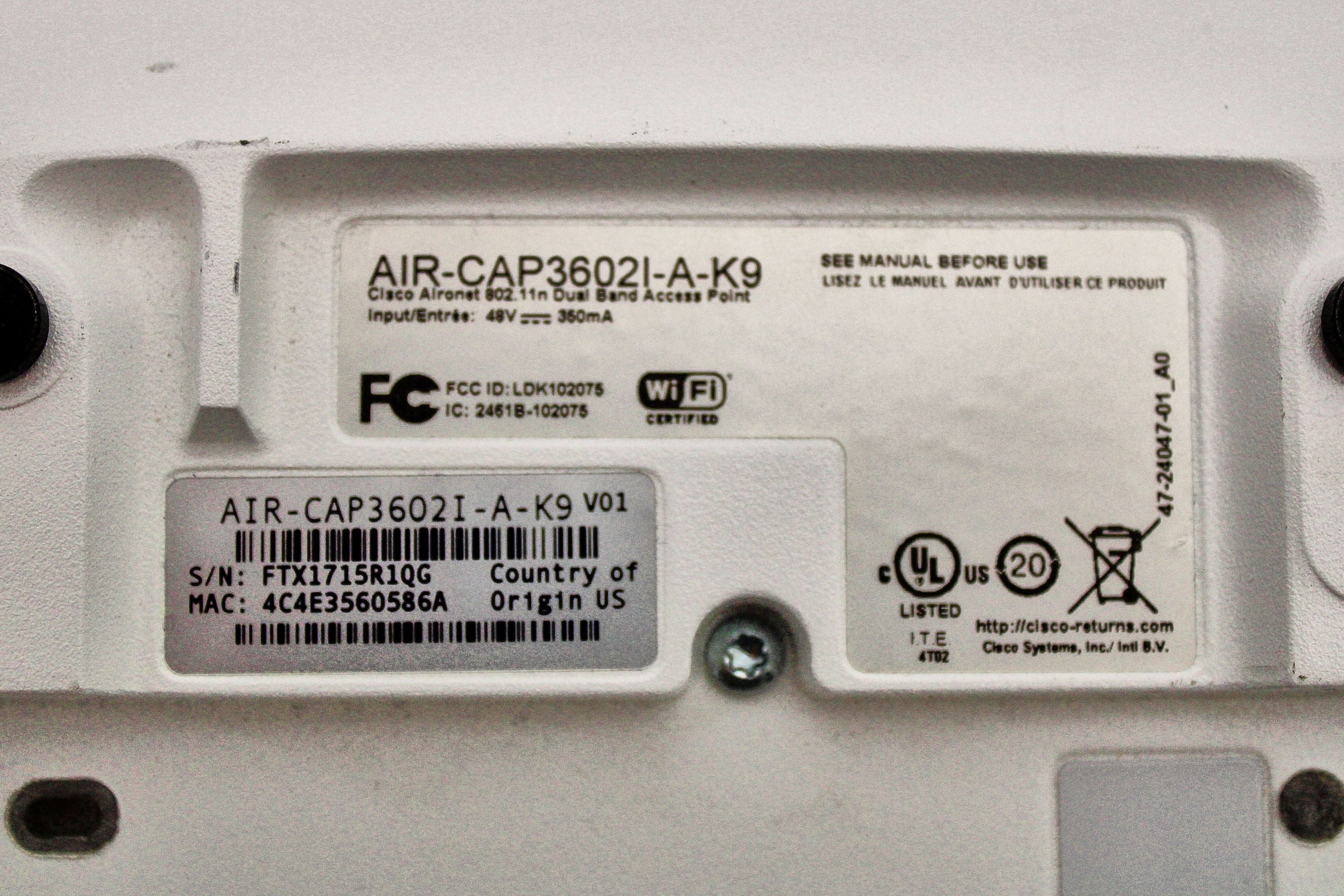 Cisco AIR-CAP3602I-A-K9_x50 Lot of 50 Aironet 3602I Wireless Access Po