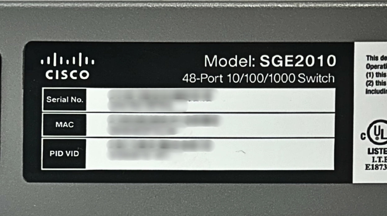 Cisco SGE2010 48 Port PoE Gigabit Ethernet Switch