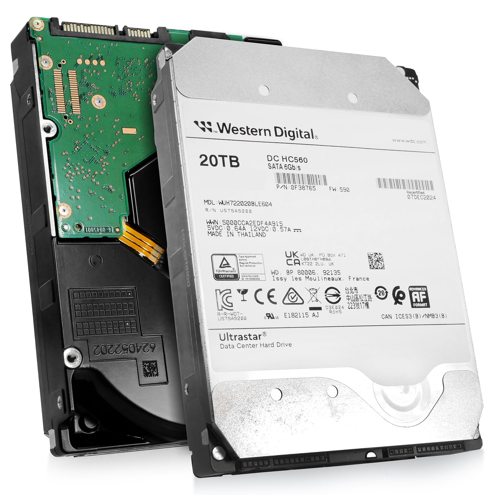 Western Digtial Ultrastar DC HC560 WUH722020BLE604 0F38765 20TB 7.2K RPM SATA 6Gb/s 512e 3.5in Hard Drive