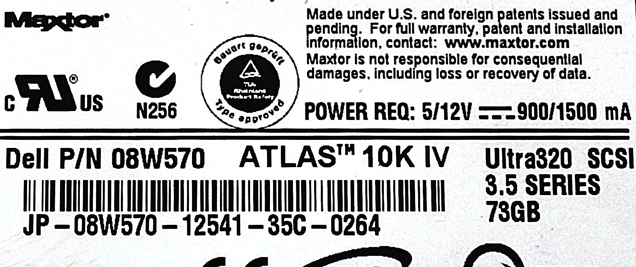 Dell 8W570 73GB 10K U320 3.5 80P HDD