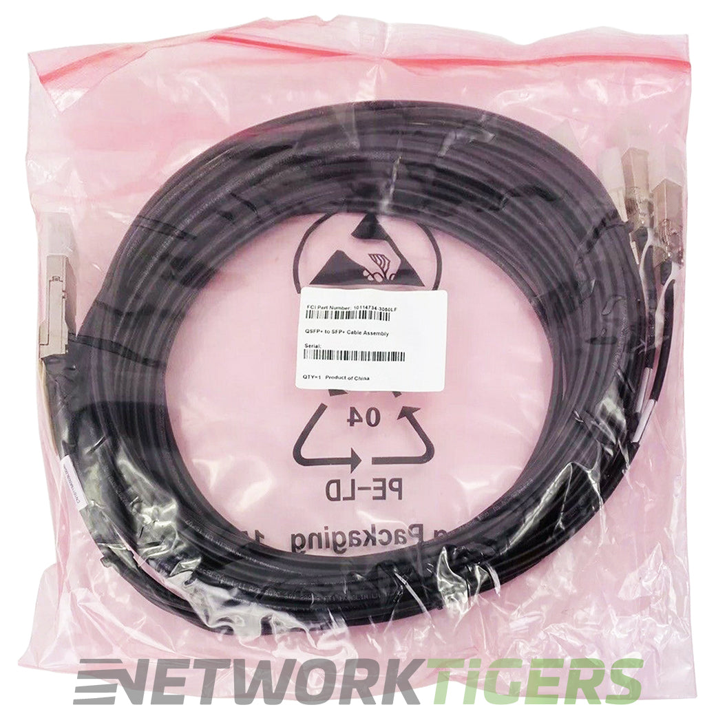 NEW Dell 470-AAXH 5m 40GB QSFP to 4x 10GB SFP+ P8T4W DA Breakout Cable