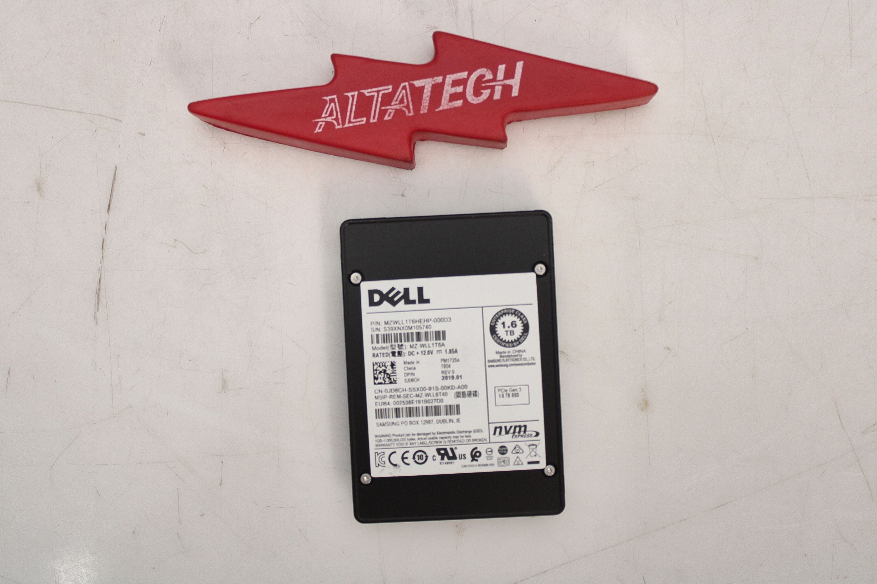 Dell JD6CH 1.6TB SSD 2.5 NVME MZWLL1T6HEHP-000D3 / MZ-WLL1T6A PM1725a