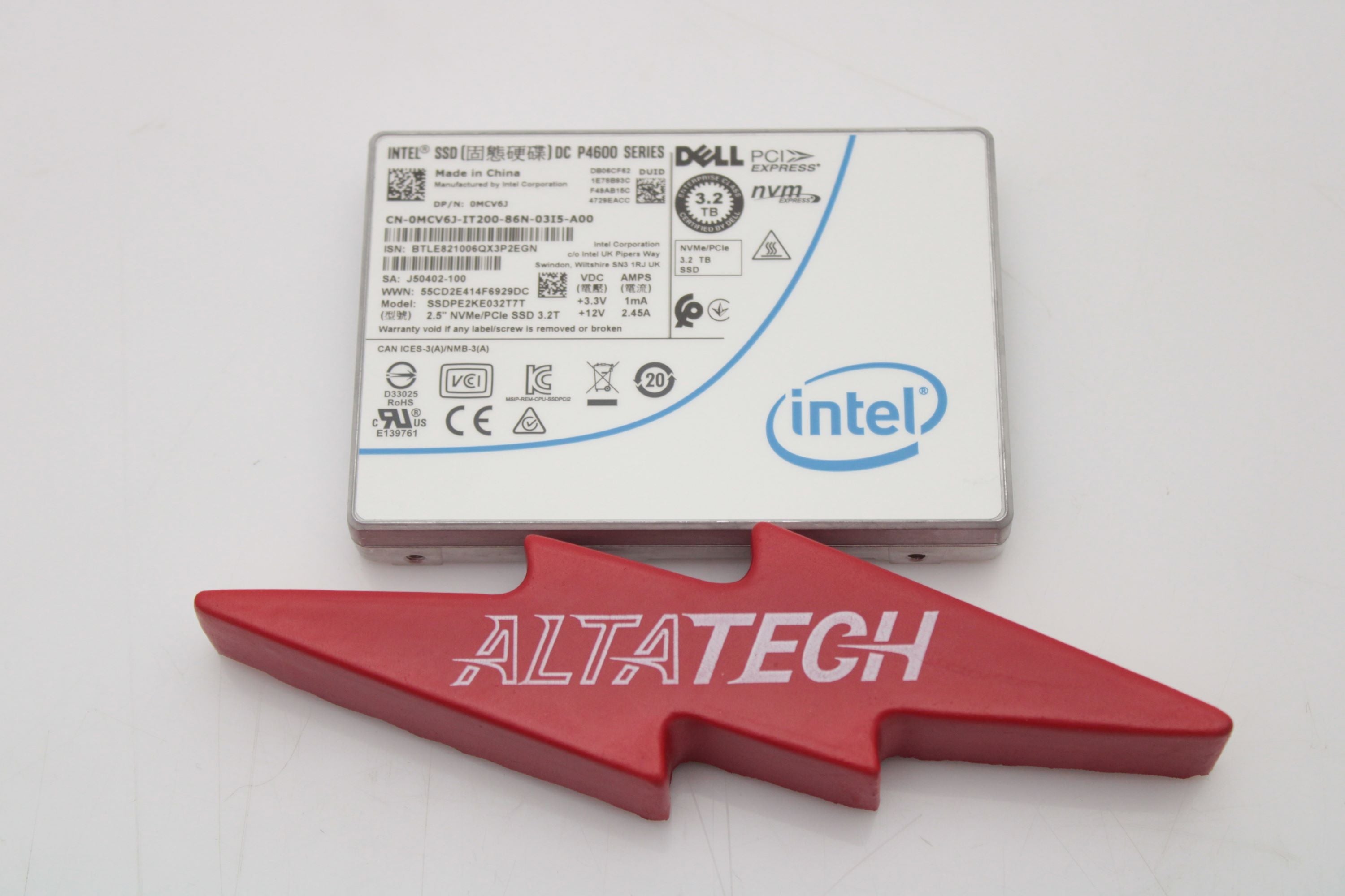 Dell MCV6J 3.2TB SSD 2.5 MU PCI-E NVME P4600 SSDPE2KE032T7T