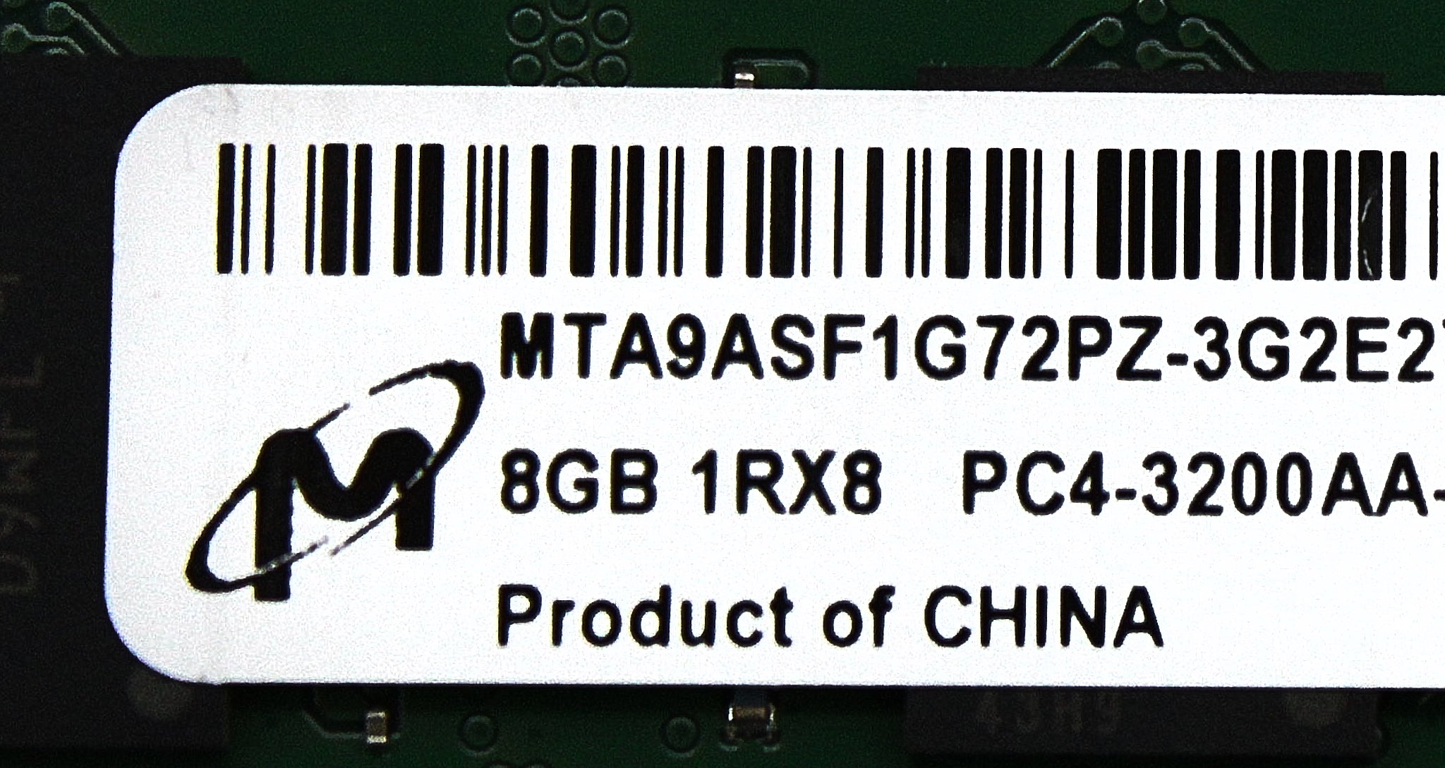 Dell MTA9ASF1G72PZ-3G2E2 8GB PC4-25600AA DDR4-3200 1RX8 ECC