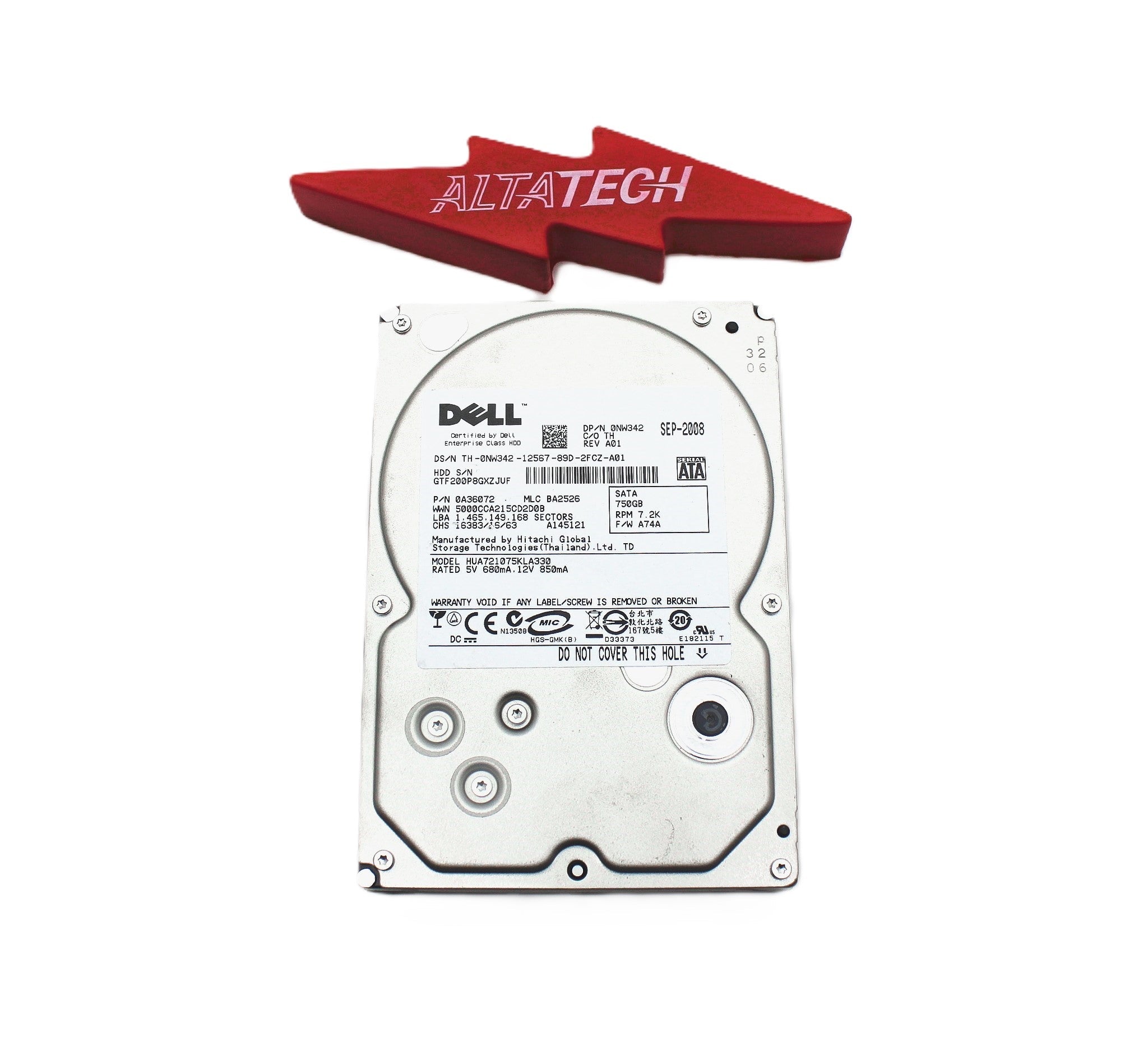 Dell NW342 750GB 7.2K SATA 3.5 3G HUA721075KLA