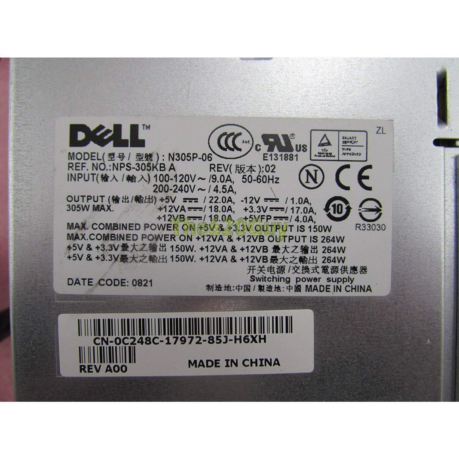Dell Power Dell Optiplex 740 MT 305W ATX12V Desktop Power Supply N305P-06 NPS-305KB A C248C