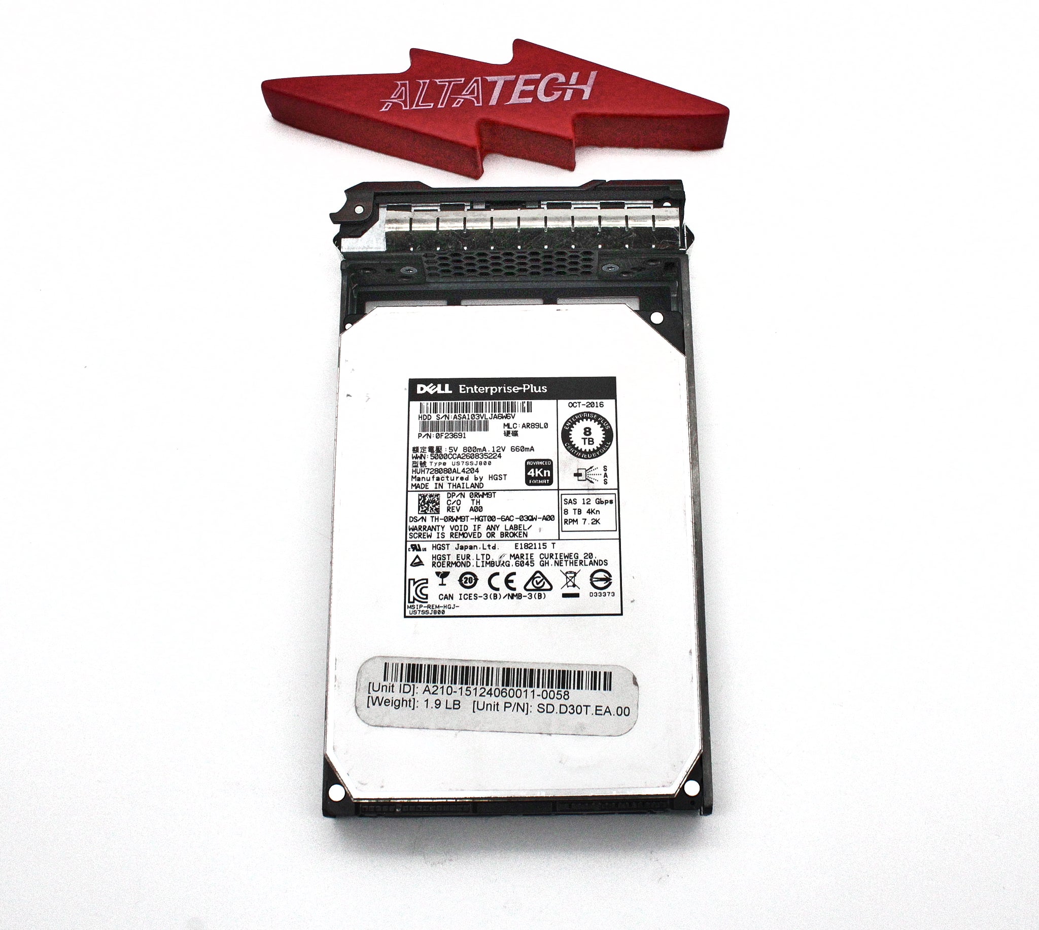 Dell RWM9T-CML Dell Compellent RWM9T 8TB 7.2K SAS 3.5 12G 4K 0F23691 *
