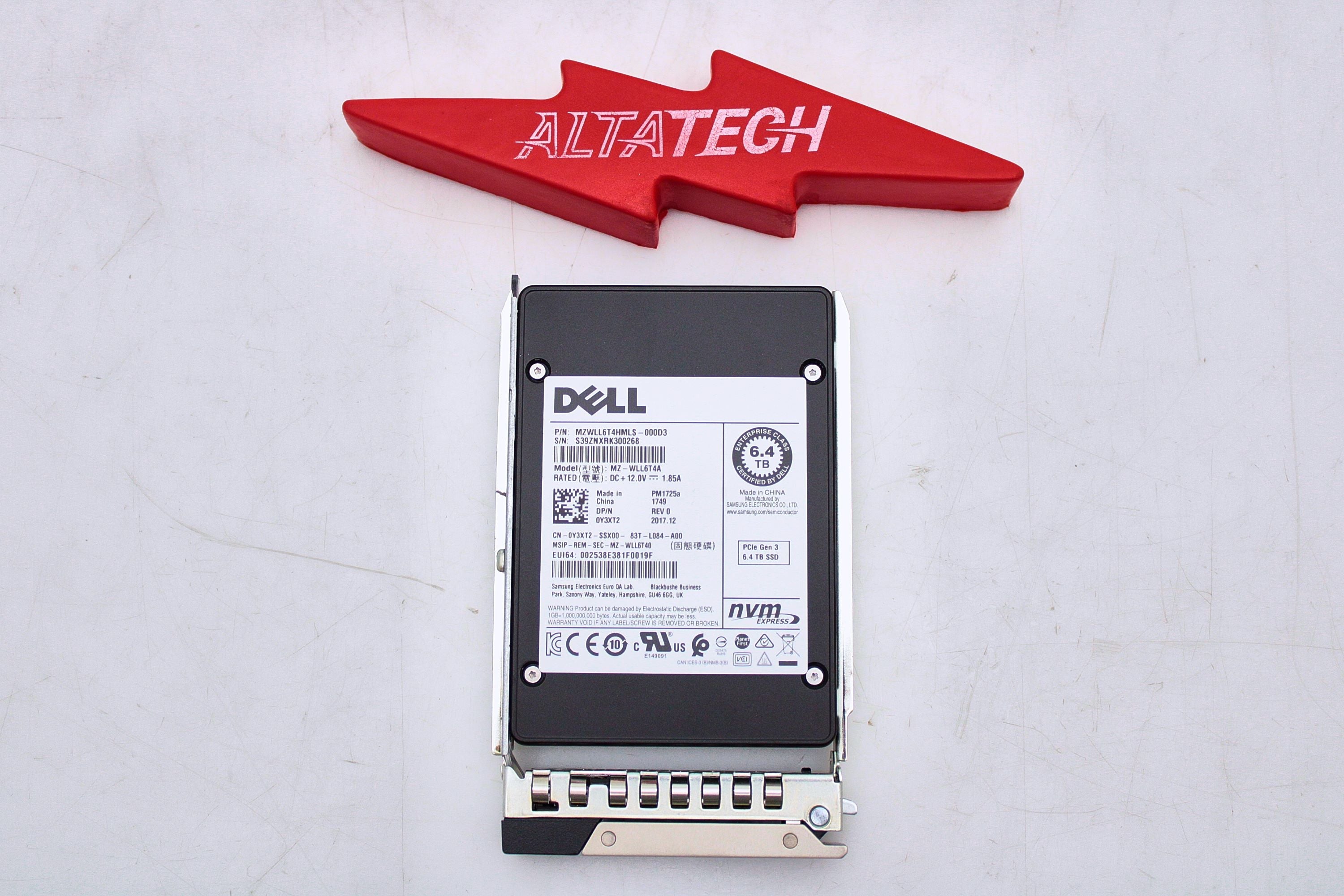 Dell Y3XT2 6.4TB SSD SAS 2.5 NVME MU MZWLL6T4HMLS-000D3 / MZ-WLL6T4A