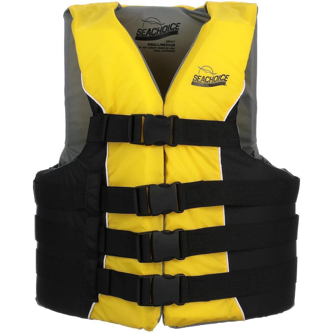 Seachoice 50-86430 Deluxe 4-Belt Ski Vest Yellow/Black, XXL/XXXL