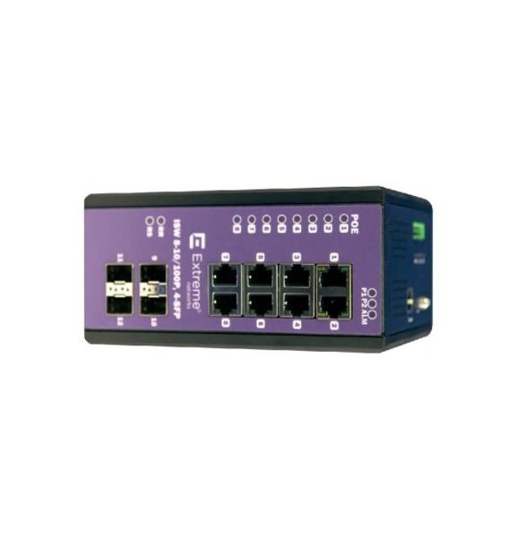 16804 - Extreme Network ISW 8-Ports 10/100/1000BASE-T PoE+ Layer 2 DIN Rail-mountable Managed Network Switch with 4-Ports SFP
