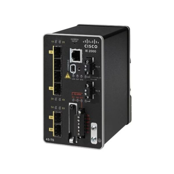 IE-2000-4S-TS-G-B - Cisco IE-2000 Series 6-Ports 1GBASE-X SFP Layer 2 DIN Rail-mountable Managed Rugged Switch