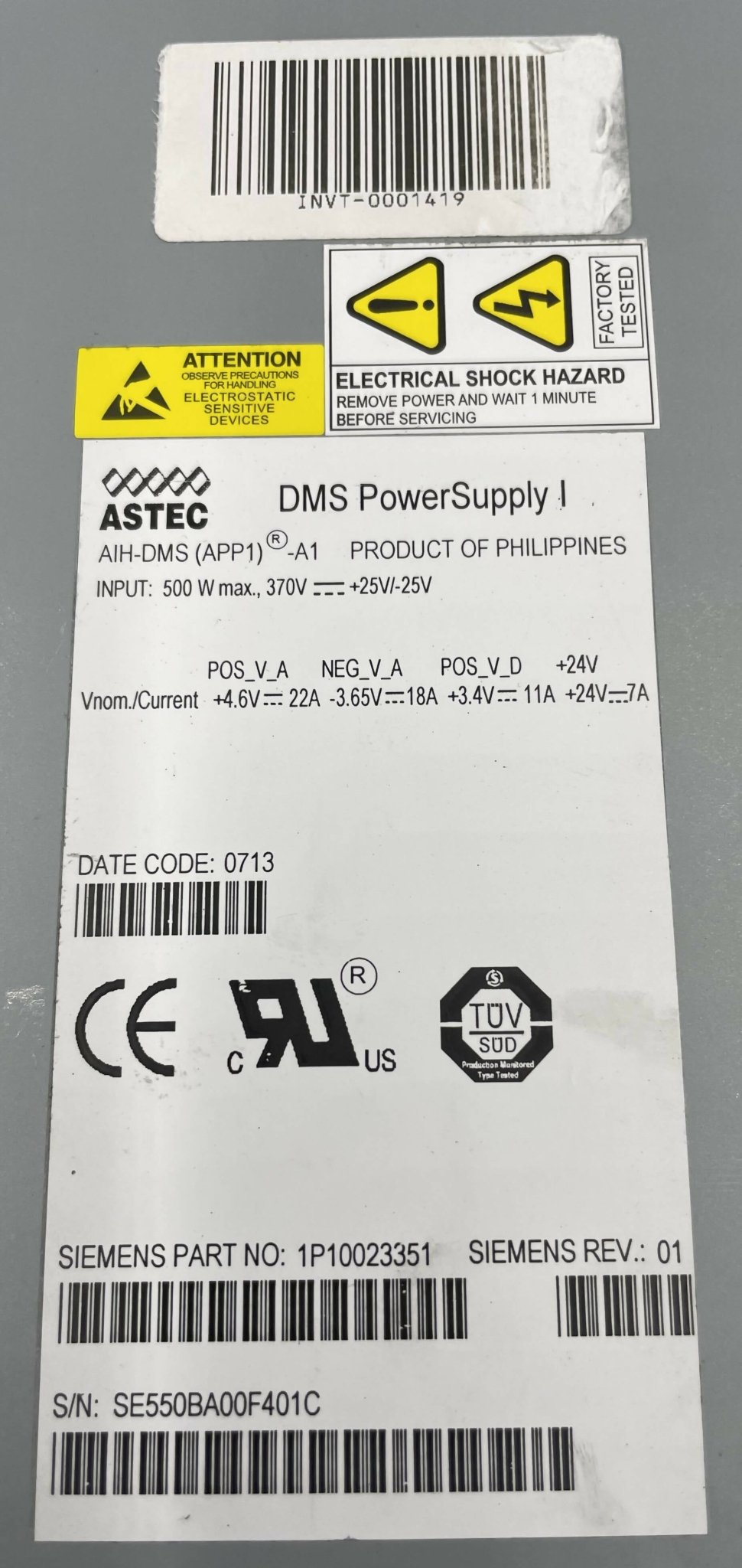 Siemens 10023351 - DMS Power Supply for Somatom CT Side | Alo Tech Solutions