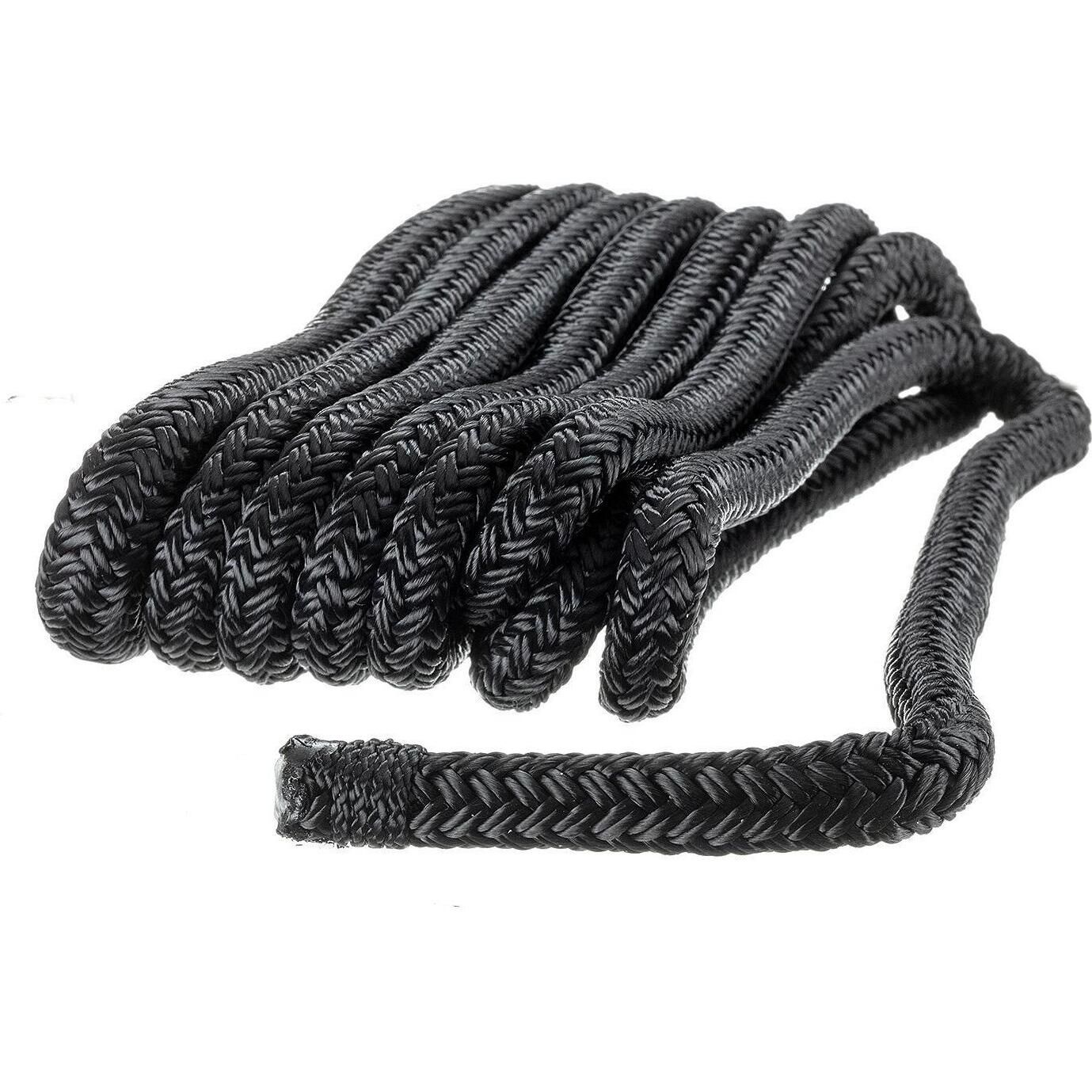 Seachoice 40501 Double-Braid Nylon Dock Line w/ Eye Splice, Pre-Shrunk, Heat Stabilized, 3/8 In. X 10 Ft., Black