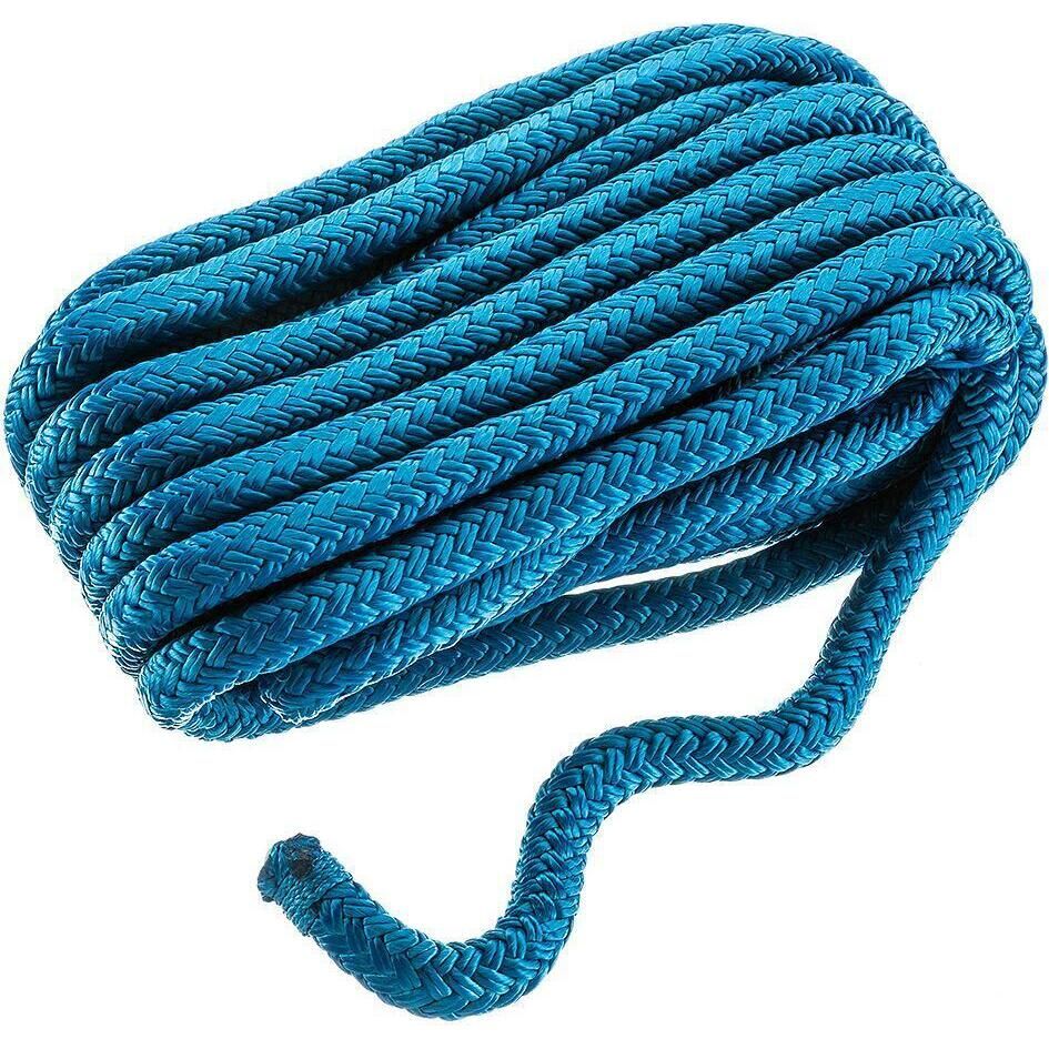 Seachoice Double-Braid Nylon Dock Line w/ Eye Splice, Pre-Shrunk, Heat Stabilized, 1/2 In. X 25 Ft., Blue