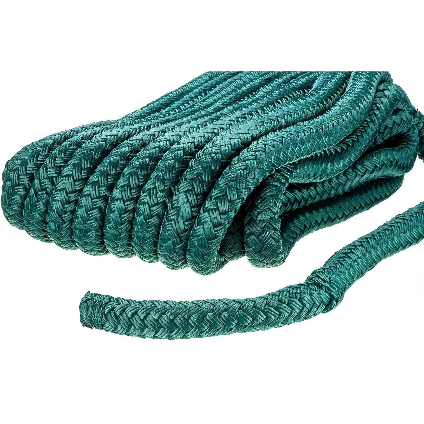 Seachoice 46981 Double-Braid Nylon Dock Line w/ Eye Splice, Pre-Shrunk, Heat Stabilized, 5/8 In. X 30 Ft., Forest Green