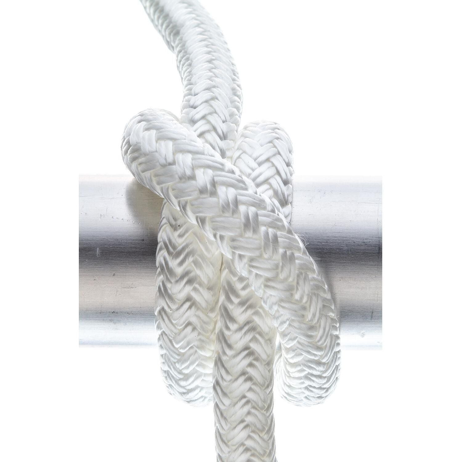 Seachoice Double-Braid Nylon Dock Line w/ Eye Splice, Pre-Shrunk, Heat Stabilized, 1/2 In. X 20 Ft., White