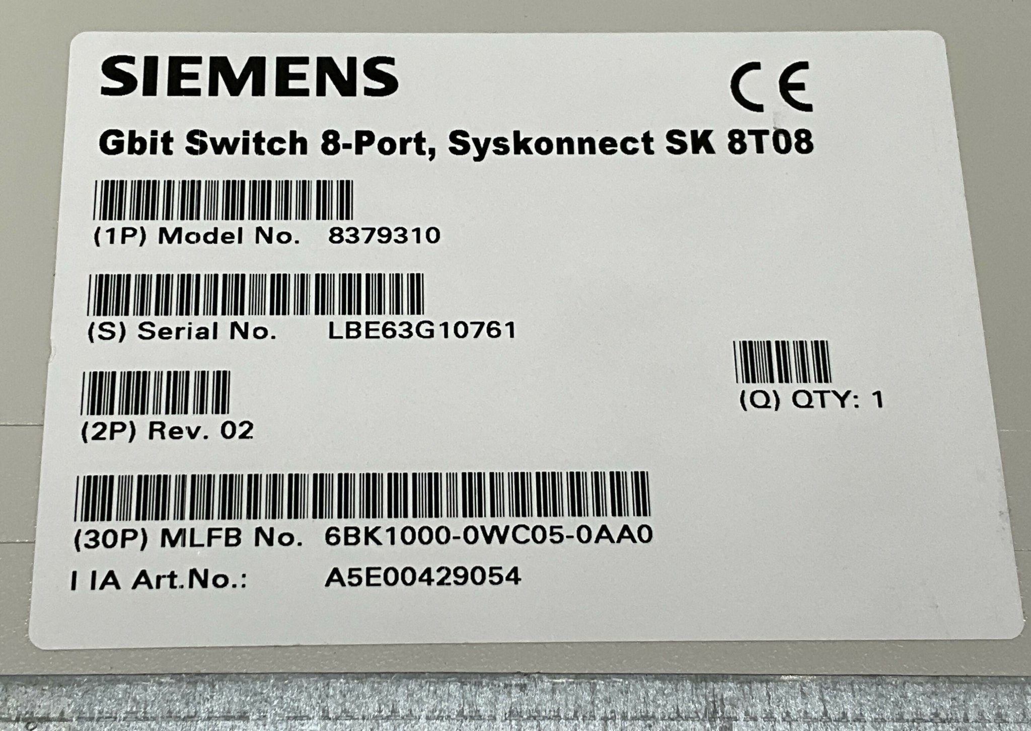 DUAL IRS 1 GBit SWITCH 8 PORT (8379310/S-8180T SIEMENS