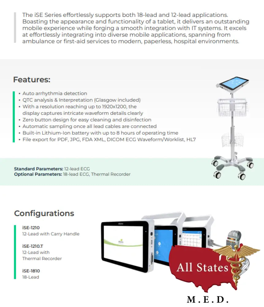 Edan iSE Series ECG Machine - No stand