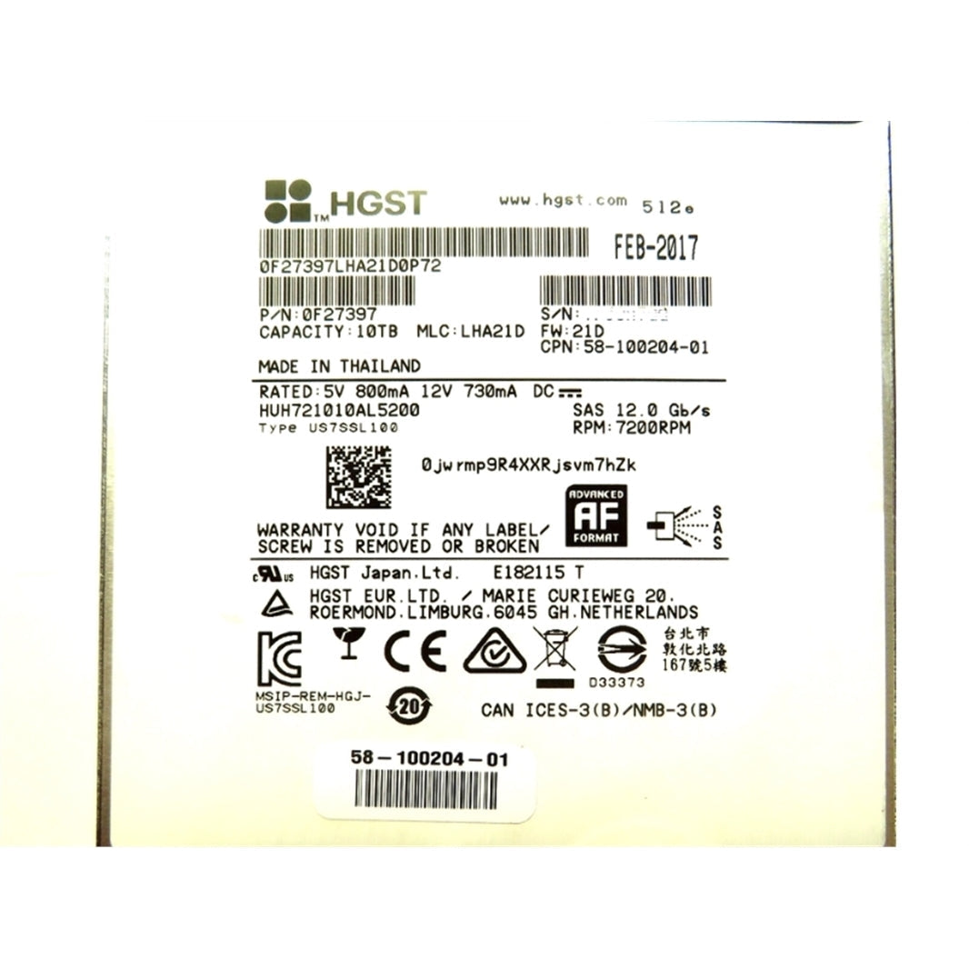 Cisco UCS-HD10T7KEM 3.5" 10TB 7200RPM SAS 12Gb/s Hard Disk Drive (HDD), Silver (Refurbished)