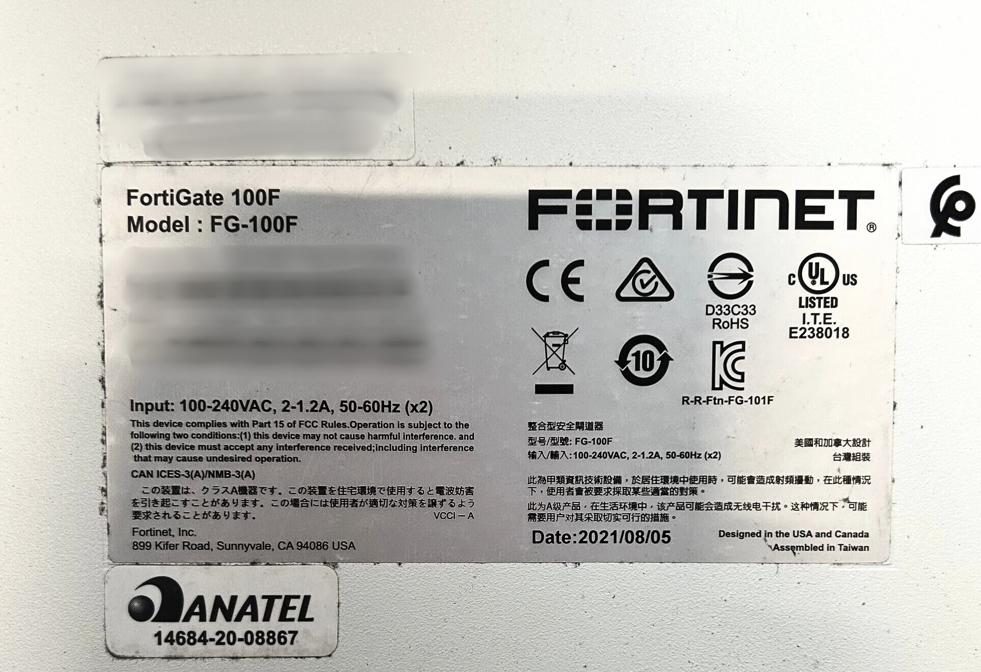 Fortinet FG-100F FortiGate-100F Network Firewall Appliance