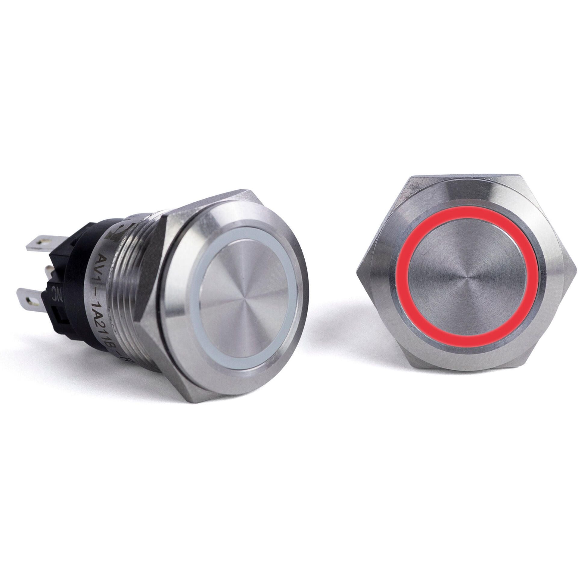 Sierra AV10100R Push-Button Switch, Off/On, Red Halo LED, 20A
