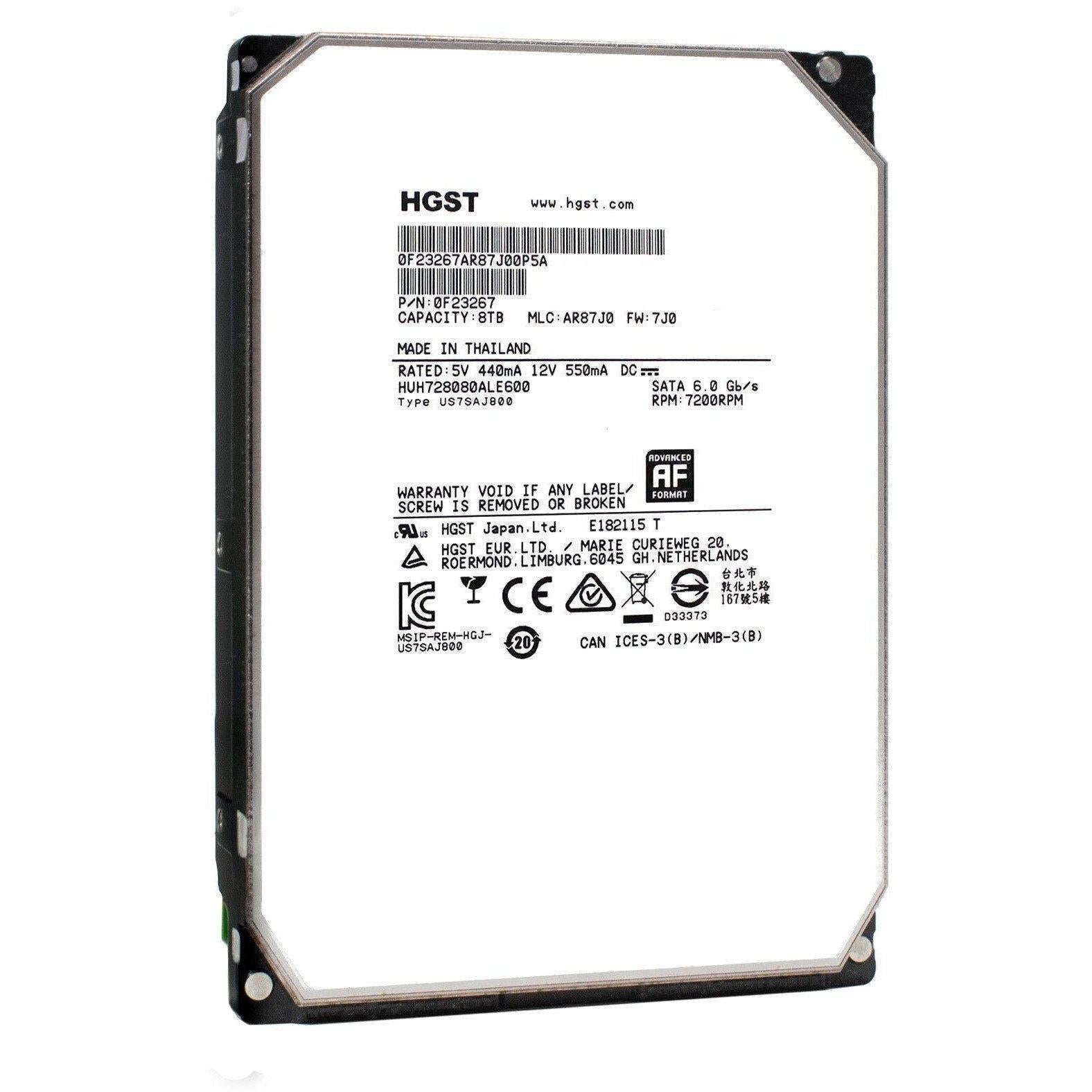 HGST Ultrastar He8 HUH728080ALE600 0F23267 8TB 7.2K SATA 6Gb/s 3.5" 128MB HDD