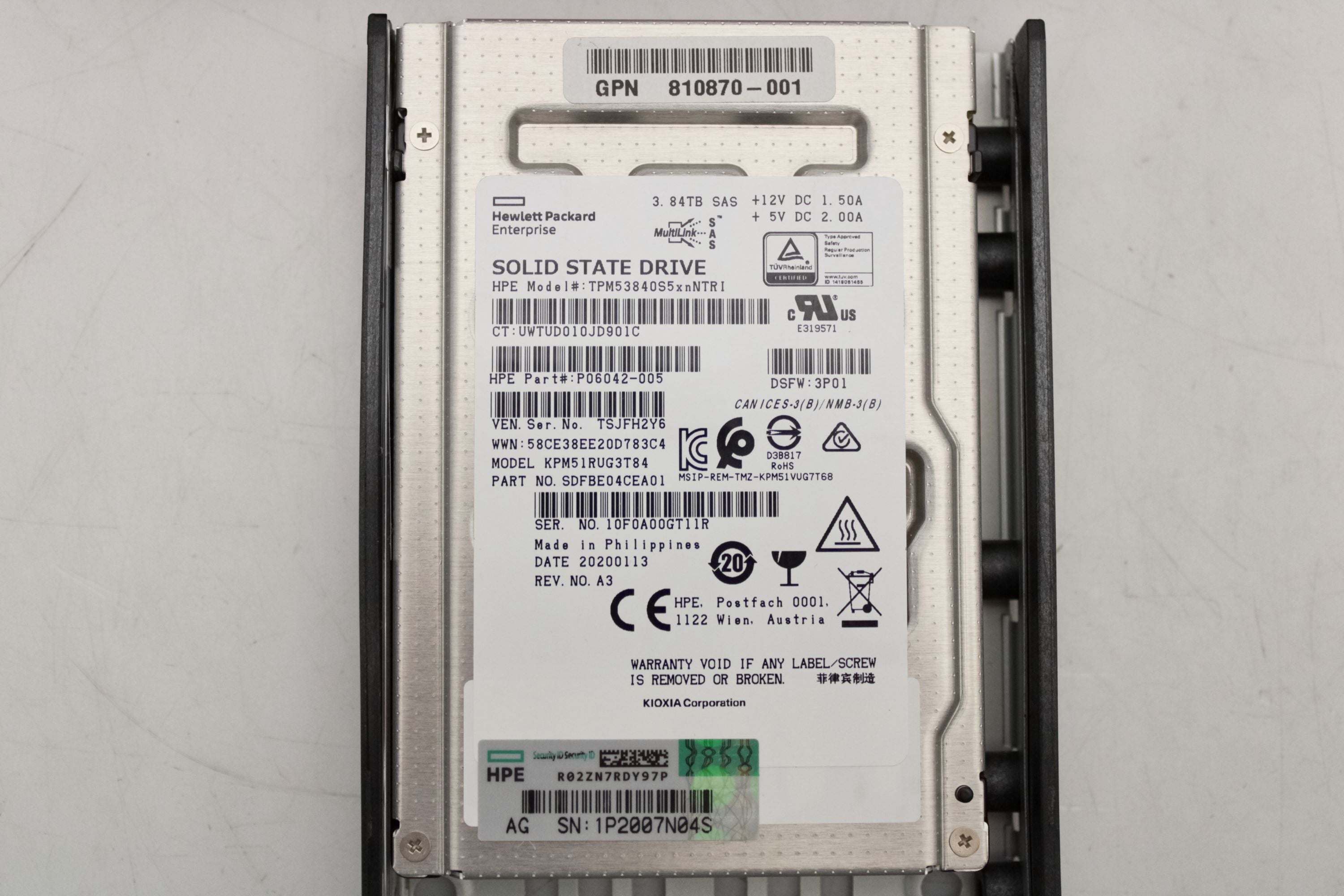 HP P14220-001 3.84TB SFF SSD SSF7K / SS8K (3PAR)