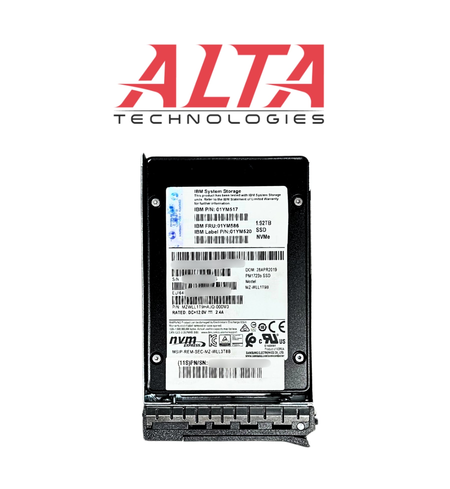 IBM 01YM586 1.92TB 2.5" NVMe Flash Drive