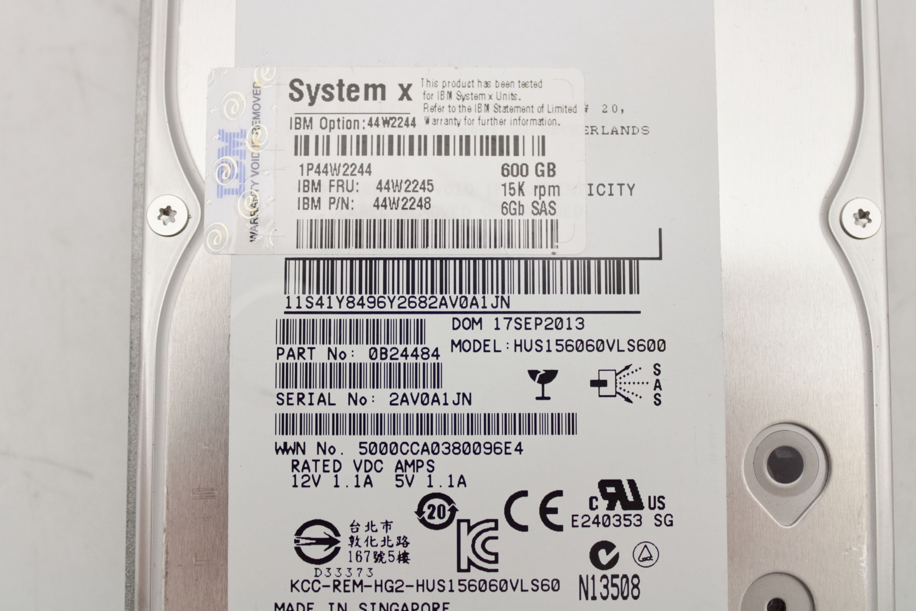IBM 44W2245_x8 600GB 15K 6GBPS SAS 3.5 HDD