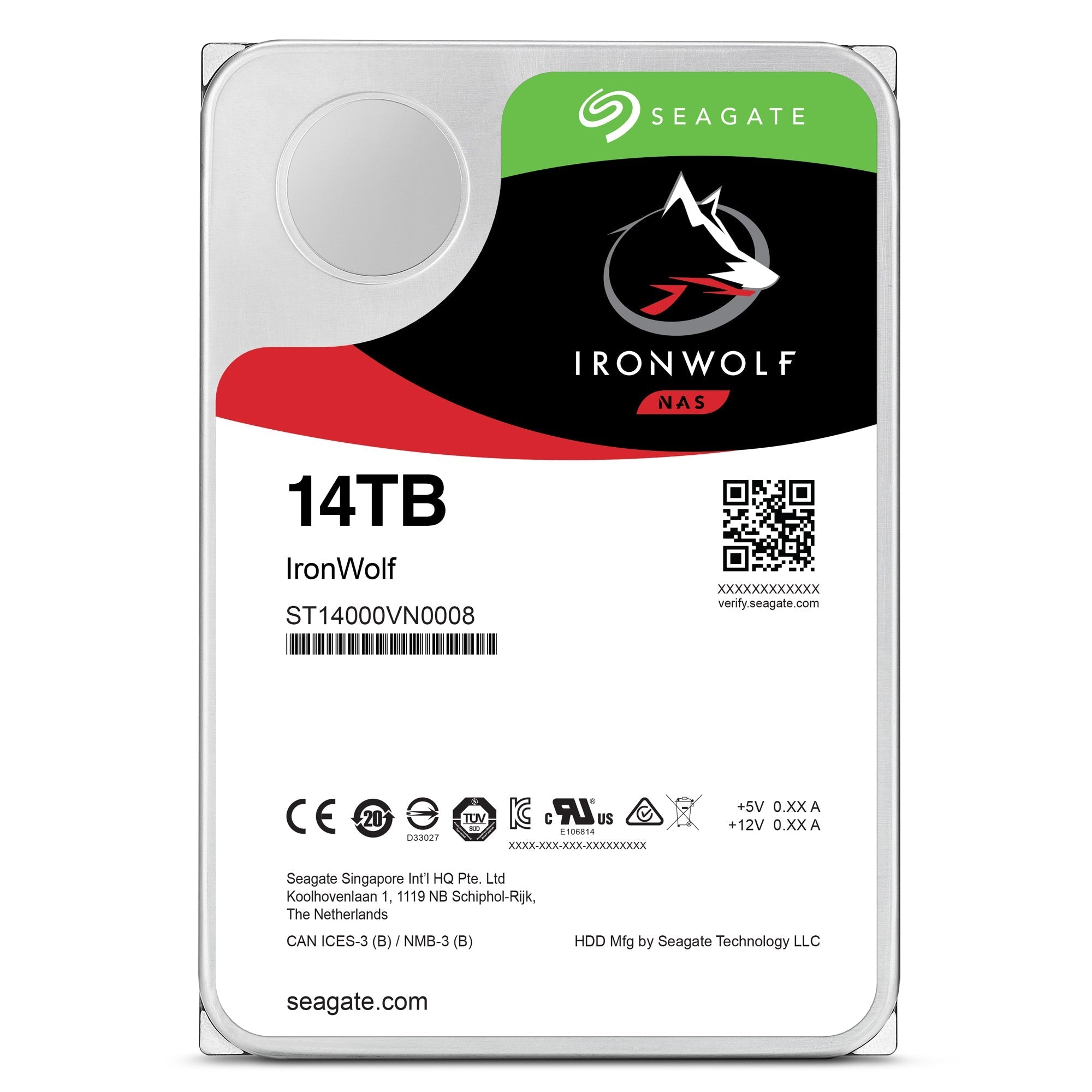 Seagate IronWolf ST14000VN0008 14TB 7.2K RPM SATA 6Gb/s 256MB 3.5" NAS Manufacturer Recertified HDD