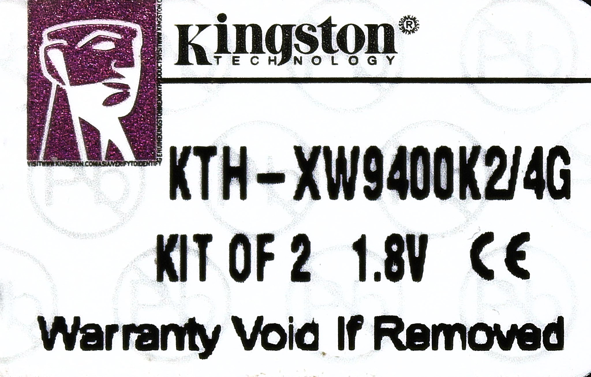 Kingston KTH-XW9400K2/4G 4GB DDR2 ECC RAM - Rear | Alo Tech Solutions