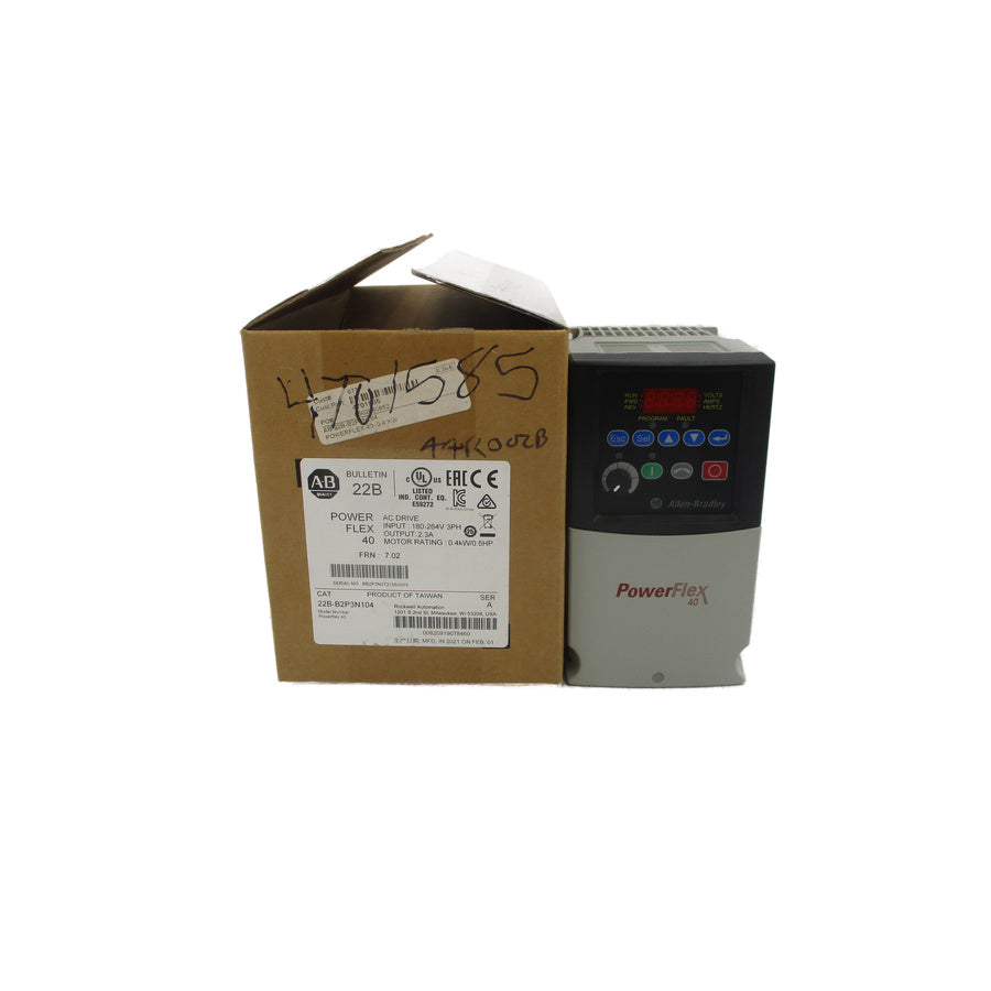 ALLEN BRADLEY 22B-B2P3N104 SER. A 180-264VAC 2.5A F/W 7.02 NSMP